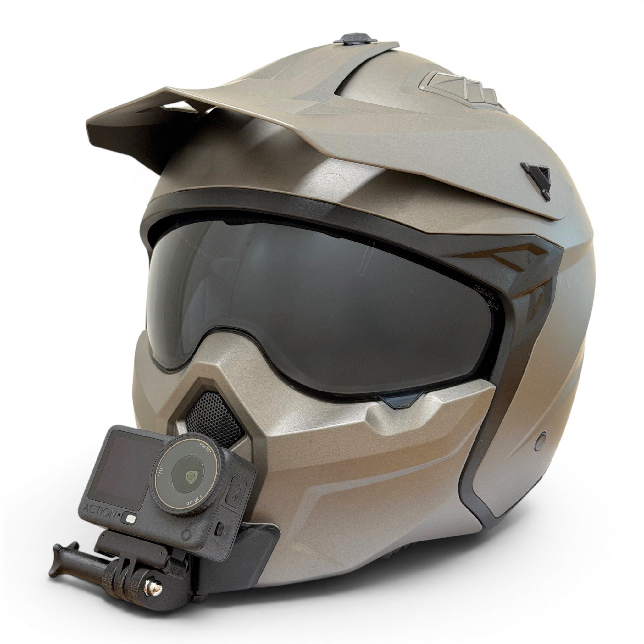 Casco MTR BATTLE-X 2 con soporte de mentonera RiderMounts y cámara de acción montada
