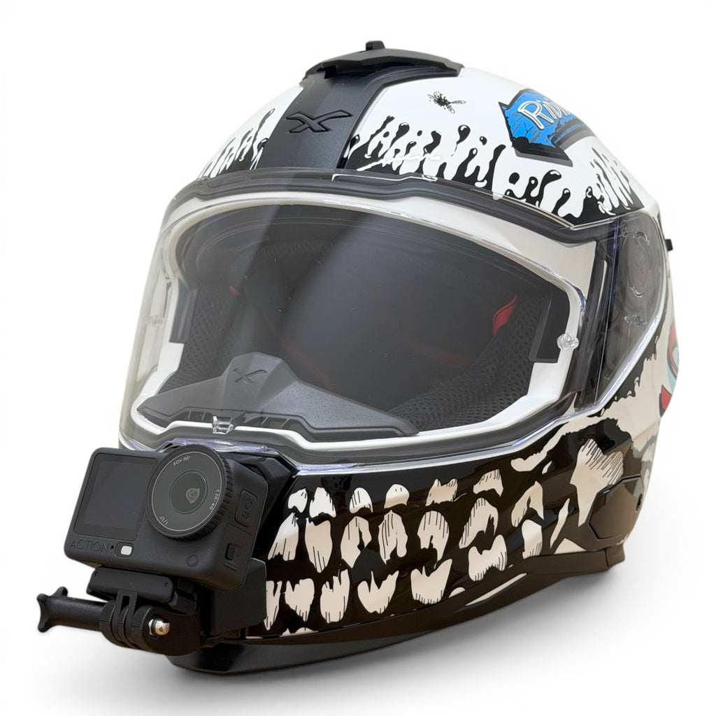 Casco NEXX SX.100 con soporte de mentonera RiderMounts y cámara de acción montada