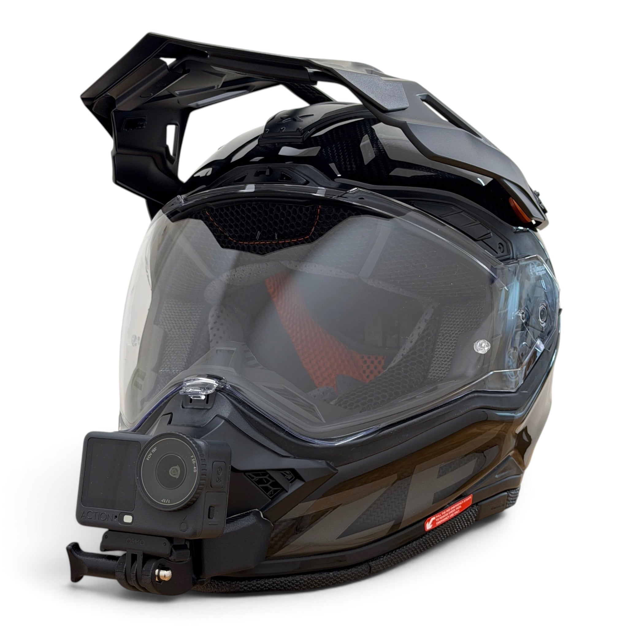 Casco NEXX X.RALLY con soporte de mentonera RiderMounts y cámara de acción montada