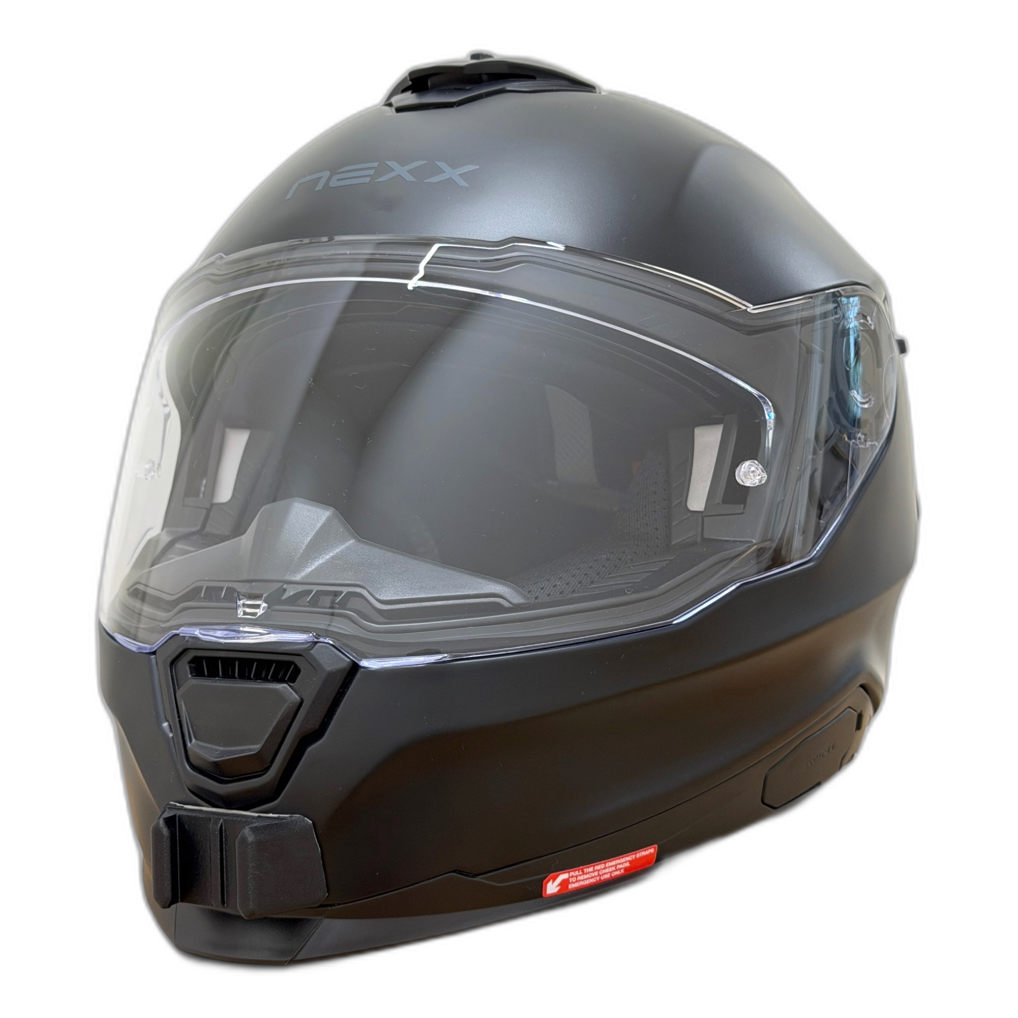 Casco NEXX Y.100R con el soporte de mentonera RiderMounts instalado