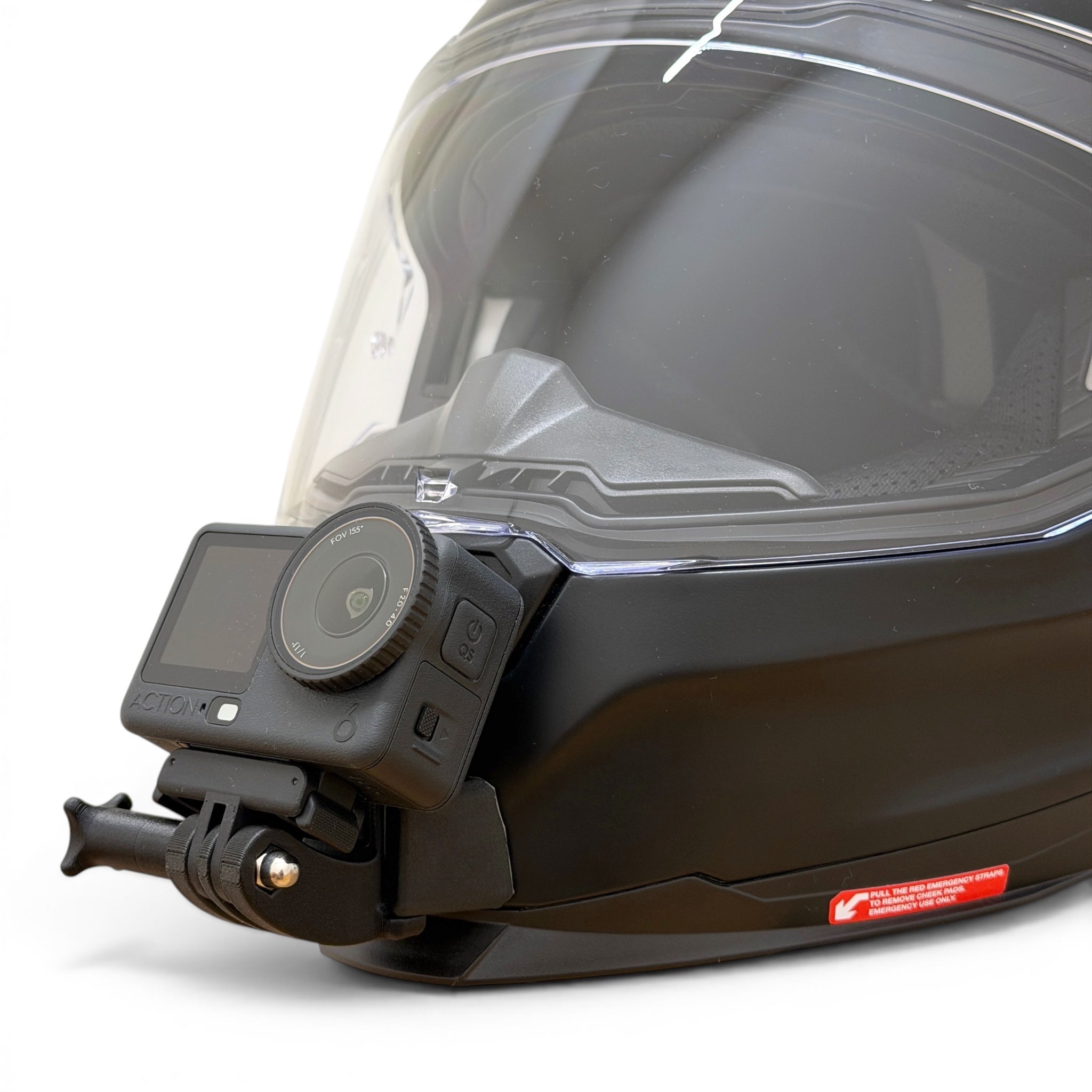 Soporte de mentonera RiderMounts en el casco NEXX Y.100R visto desde otro ángulo