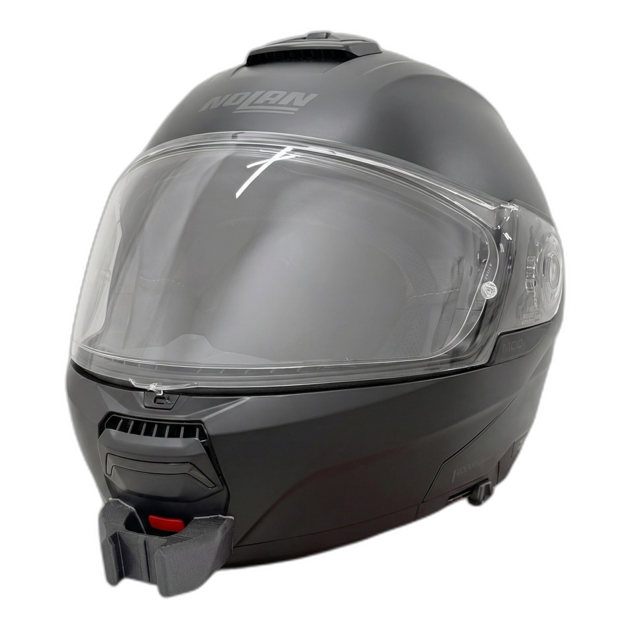 Casco NOLAN N100-6 con el soporte de mentonera RiderMounts instalado
