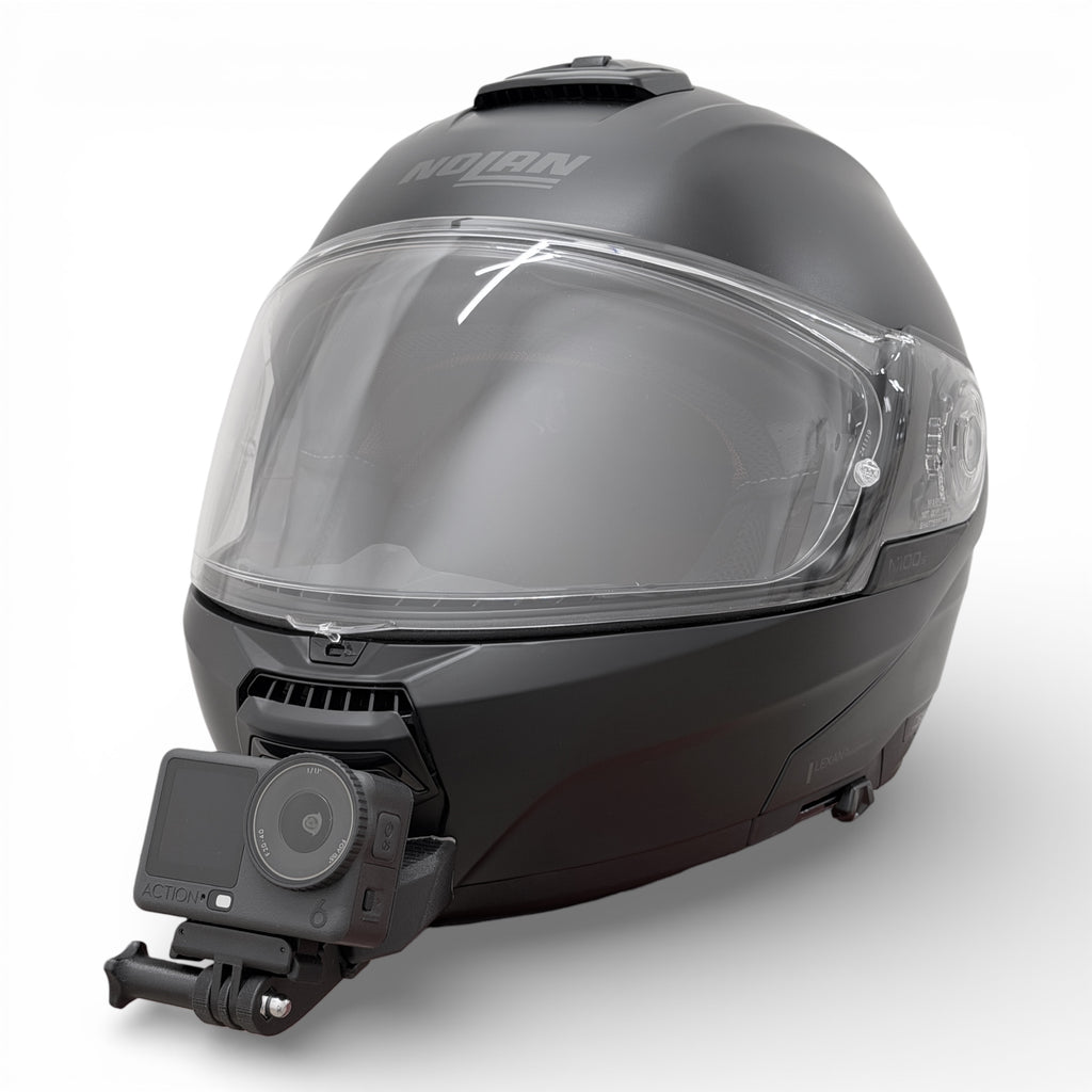 Casco NOLAN N100-6 con soporte de mentonera RiderMounts y cámara de acción montada