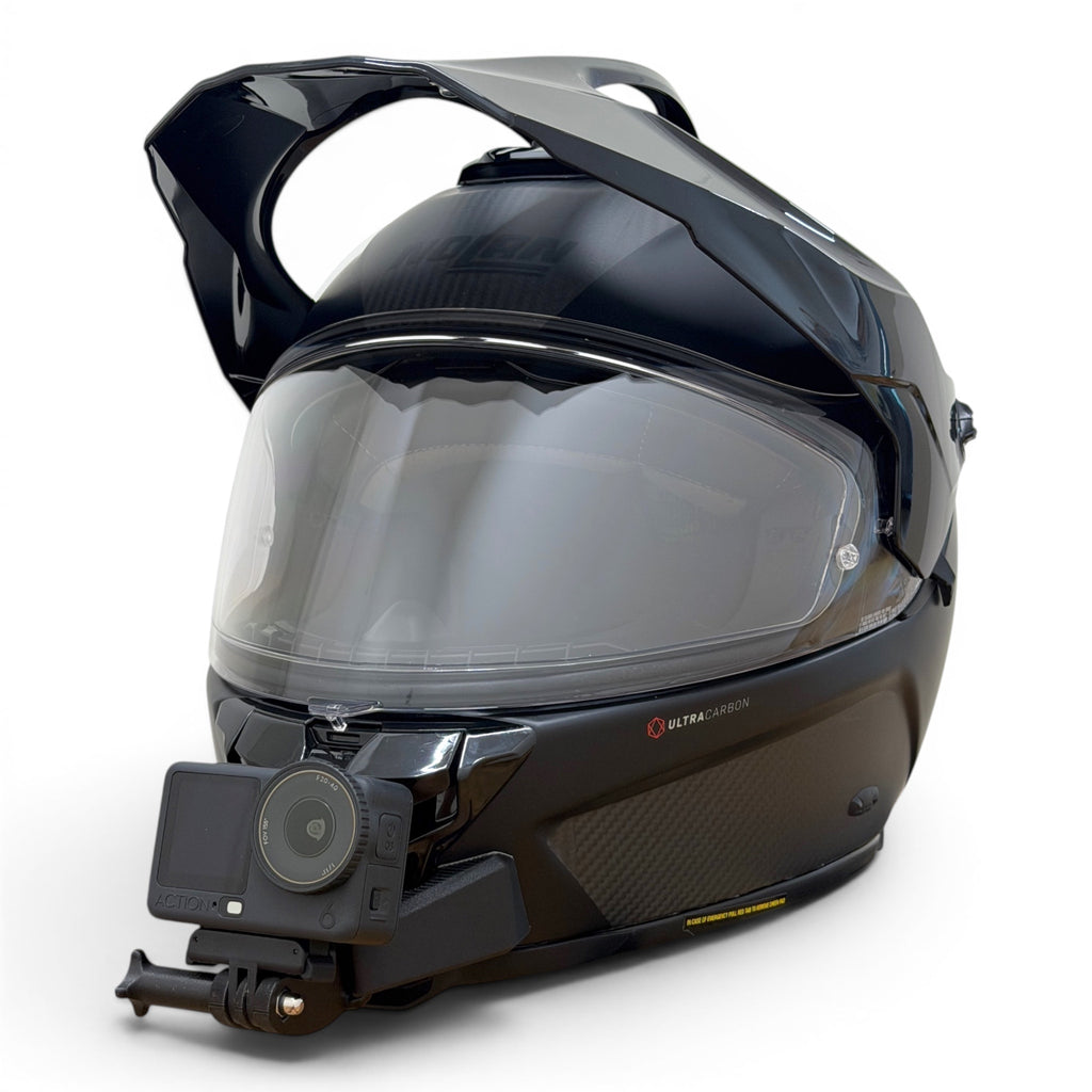 Casco NOLAN X-552 con soporte de mentonera RiderMounts y cámara de acción montada