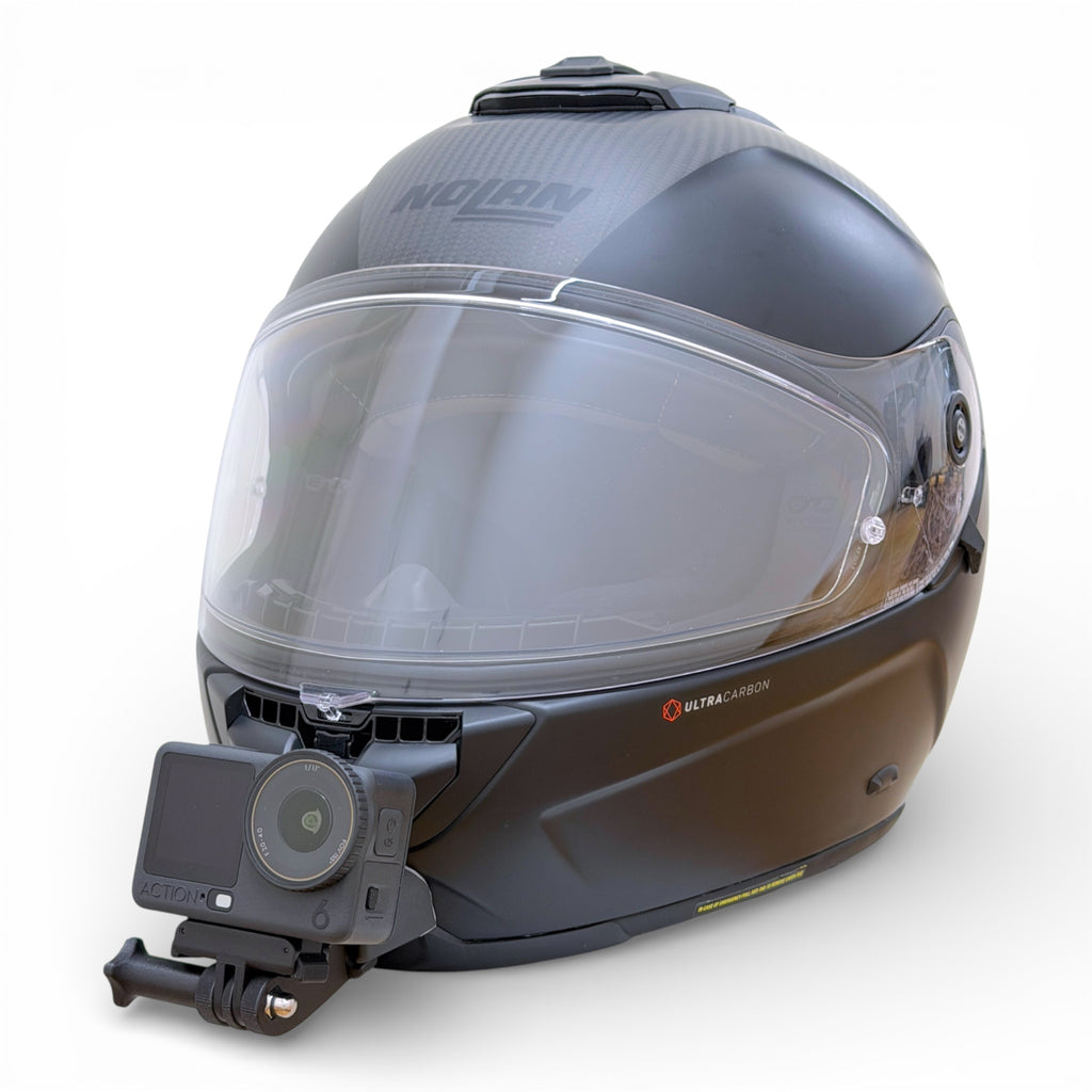 Casco NOLAN X-903 con soporte de mentonera RiderMounts y cámara de acción montada