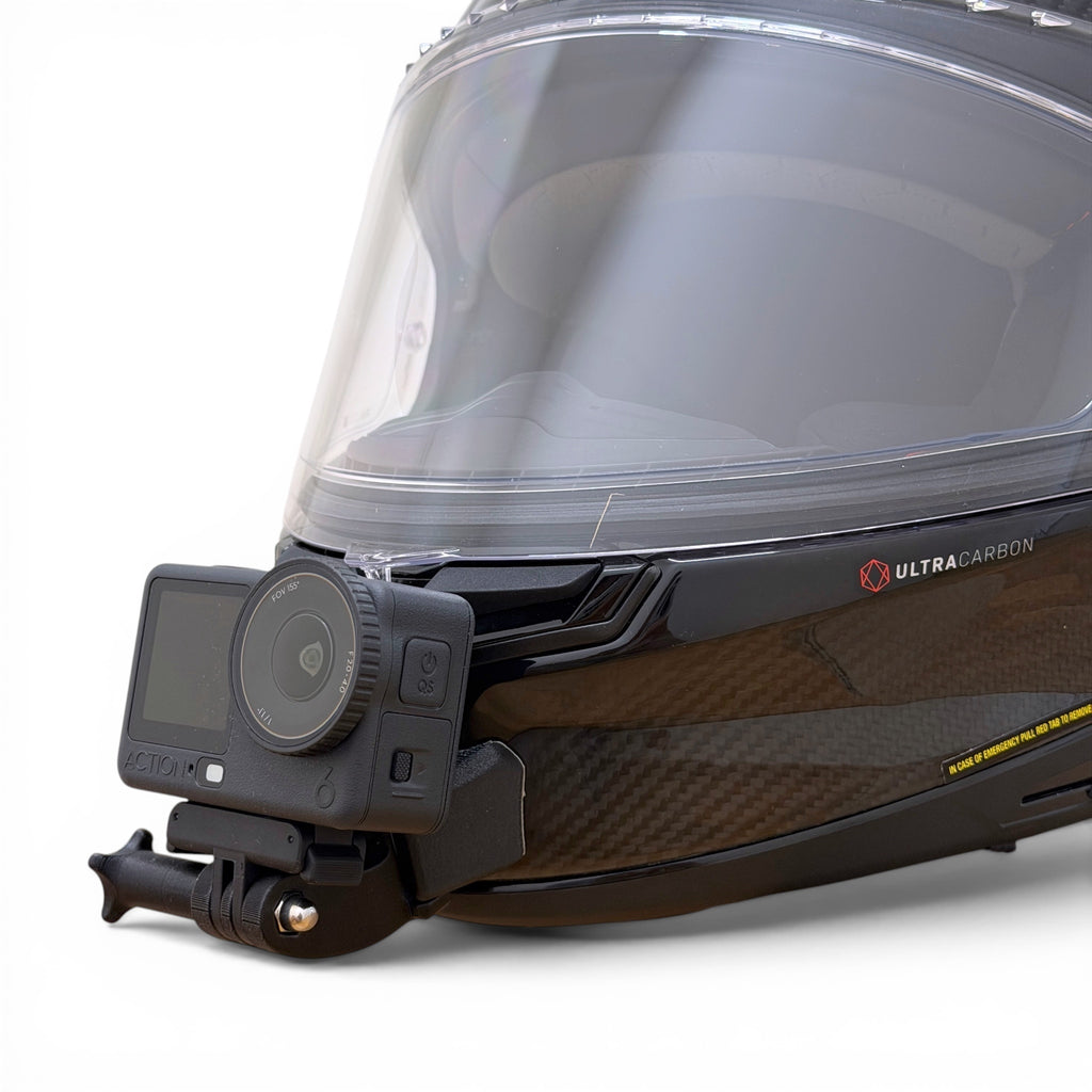 Soporte de mentonera RiderMounts en el casco NOLAN X-904 visto desde otro ángulo