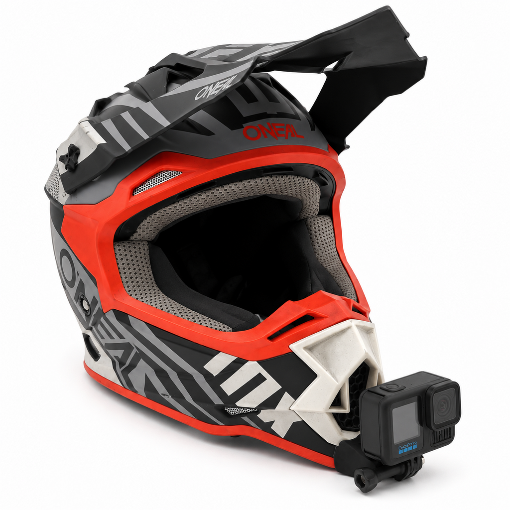 Casco O'NEAL 2SRS/SERIE 2 con soporte de mentonera RiderMounts y cámara de acción montada