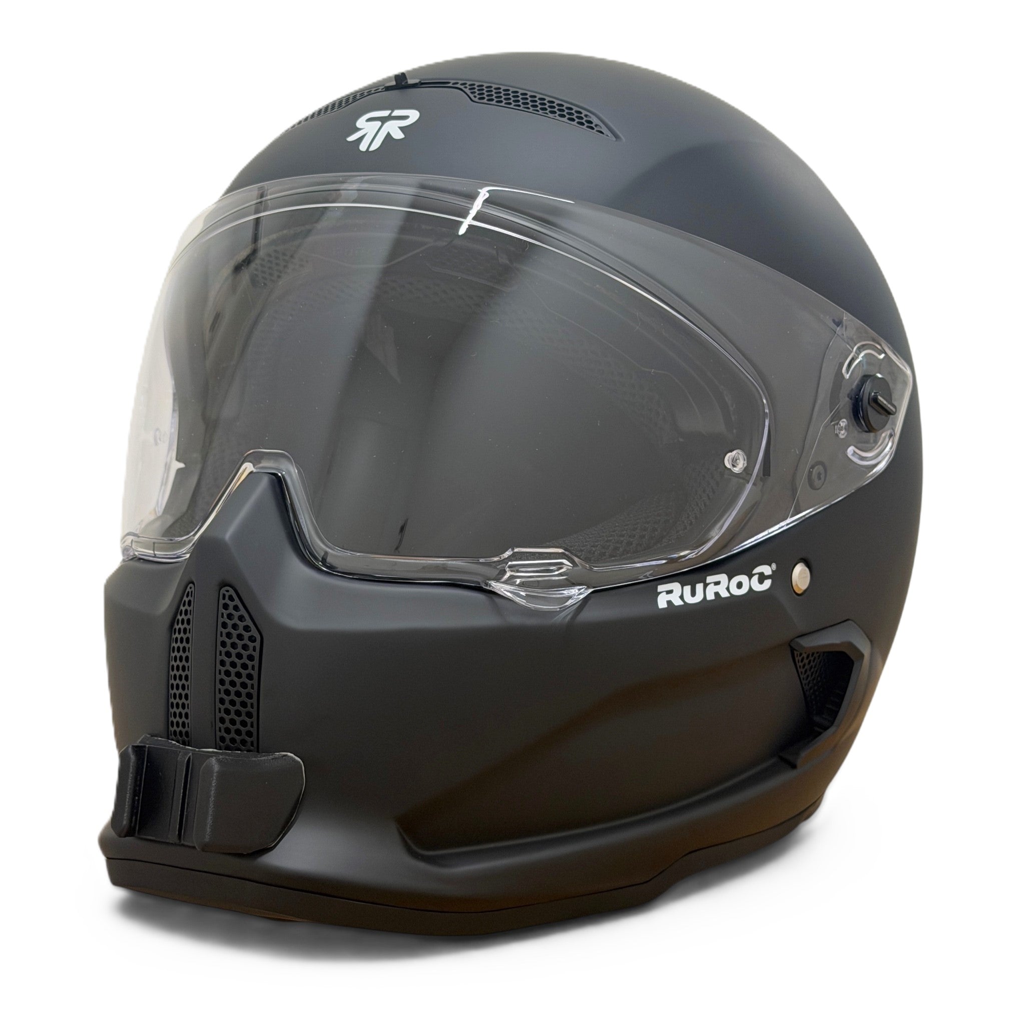 Casco RUROC ATLAS STREET con el soporte de mentonera RiderMounts instalado