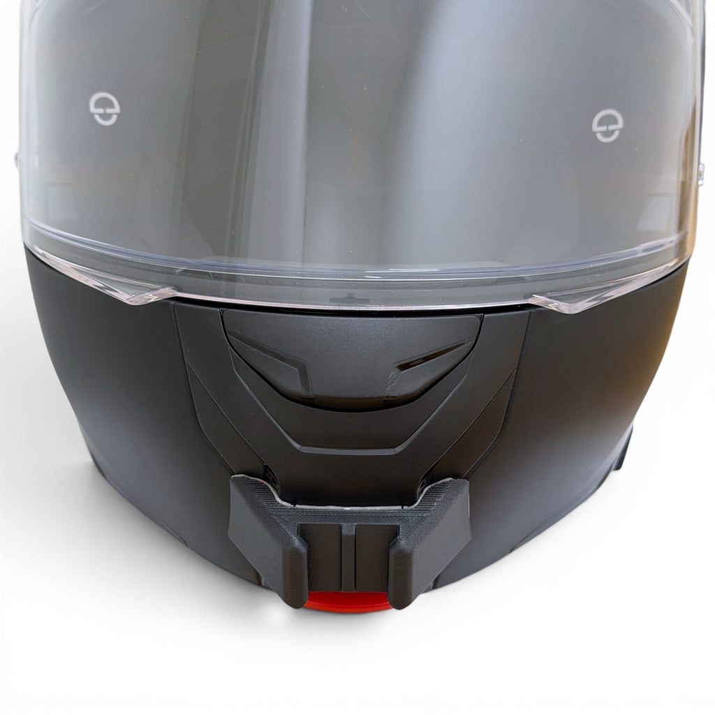 Vista frontal del casco SCHUBERTH CONCEPT con el soporte de mentonera RiderMounts montado