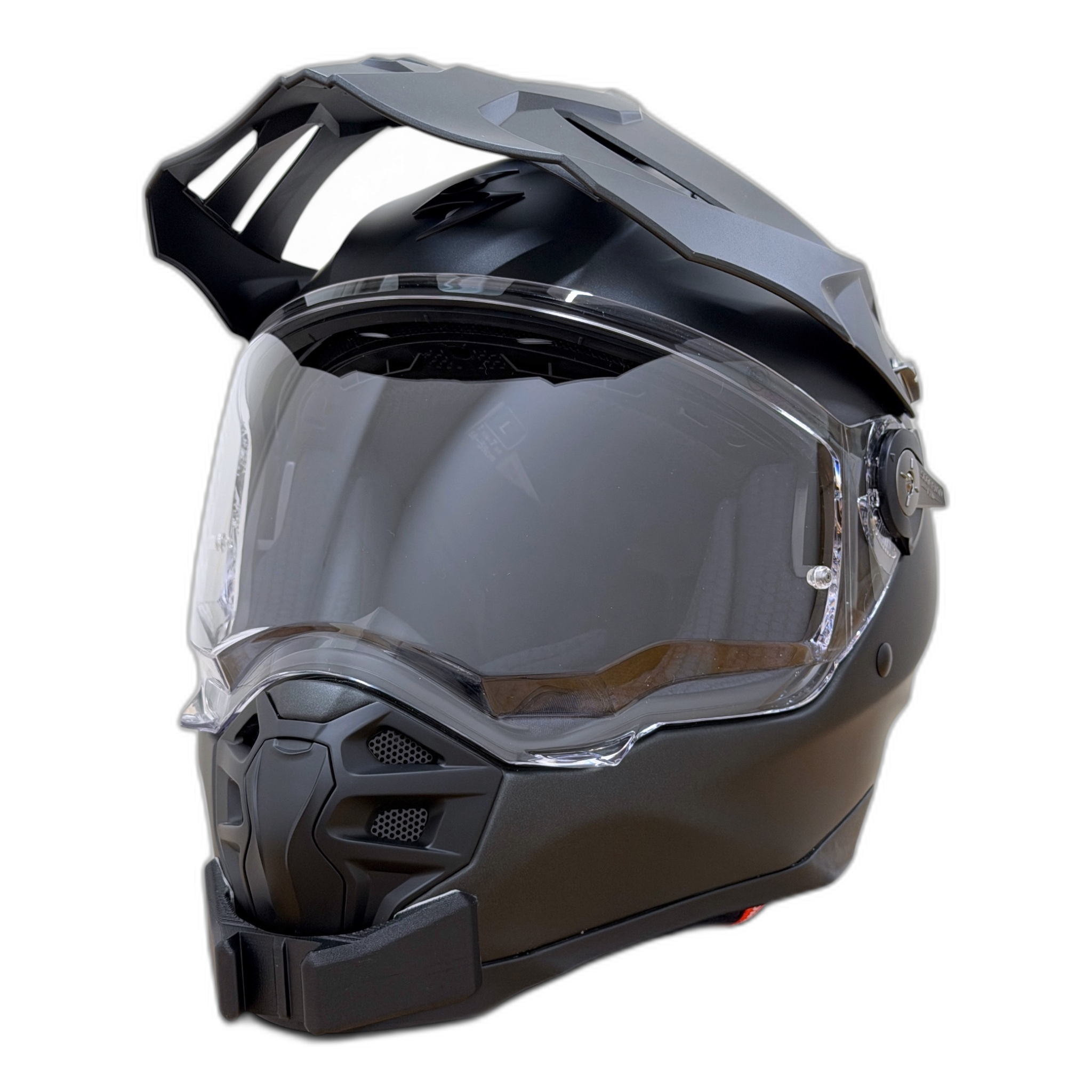 Casco SCORPION ADF-9000 AIR SOLID con el soporte de mentonera RiderMounts instalado
