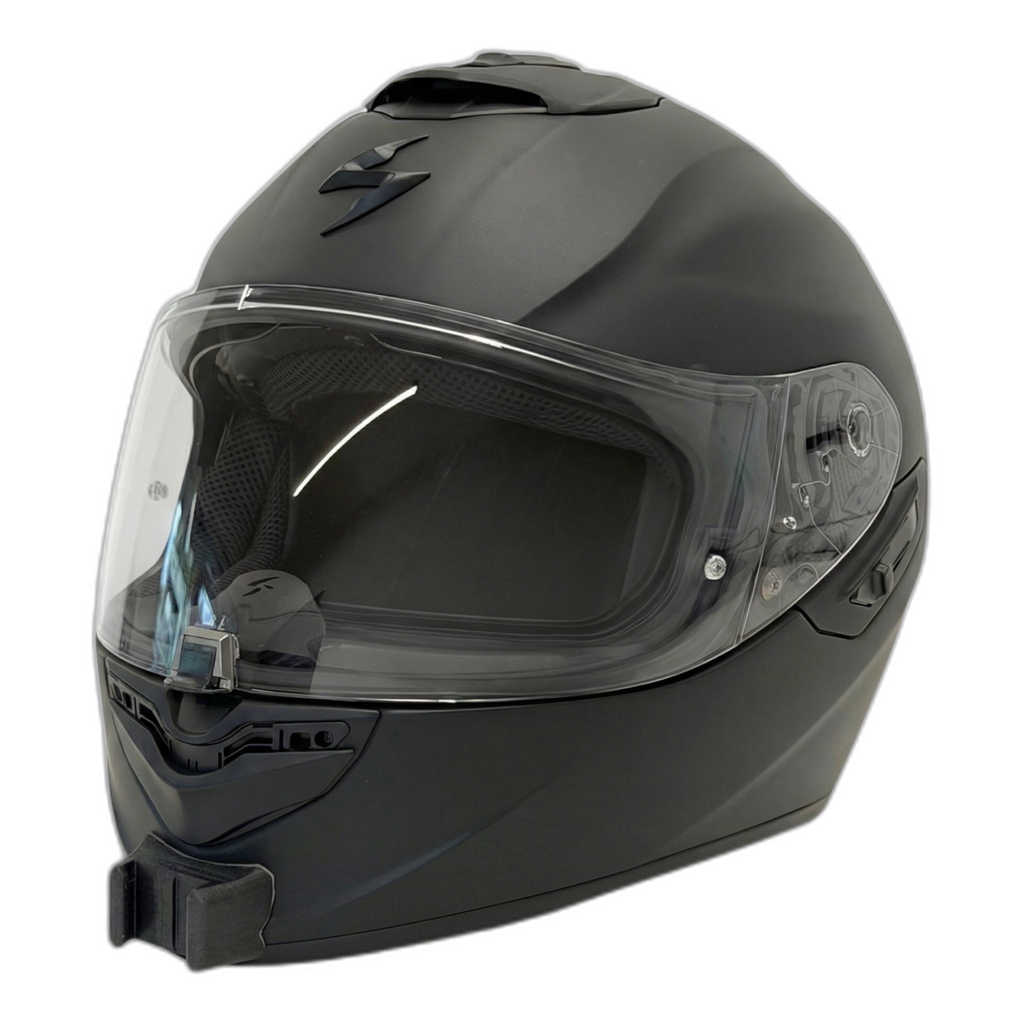 Casco SCORPION EXO-1400 EVO 2 con el soporte de mentonera RiderMounts instalado