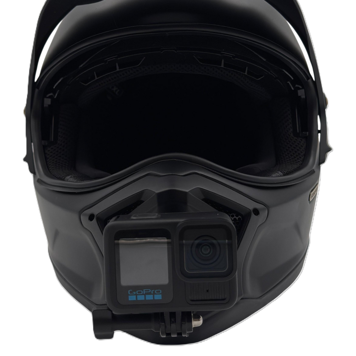 Soporte de mentonera RiderMounts en el casco SCORPION EXO-HX1 visto desde otro ángulo