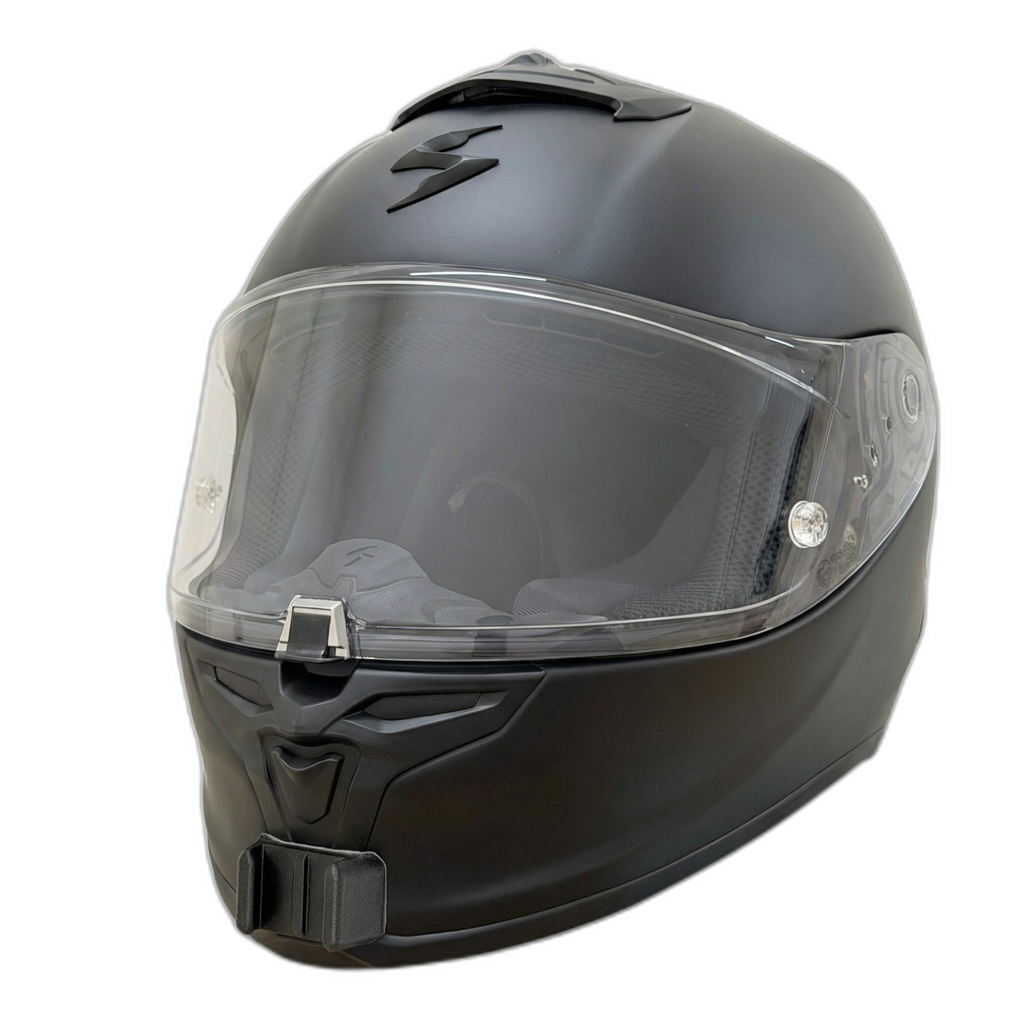 Casco SCORPION EXO-R1 EVO 2 AIR con el soporte de mentonera RiderMounts instalado