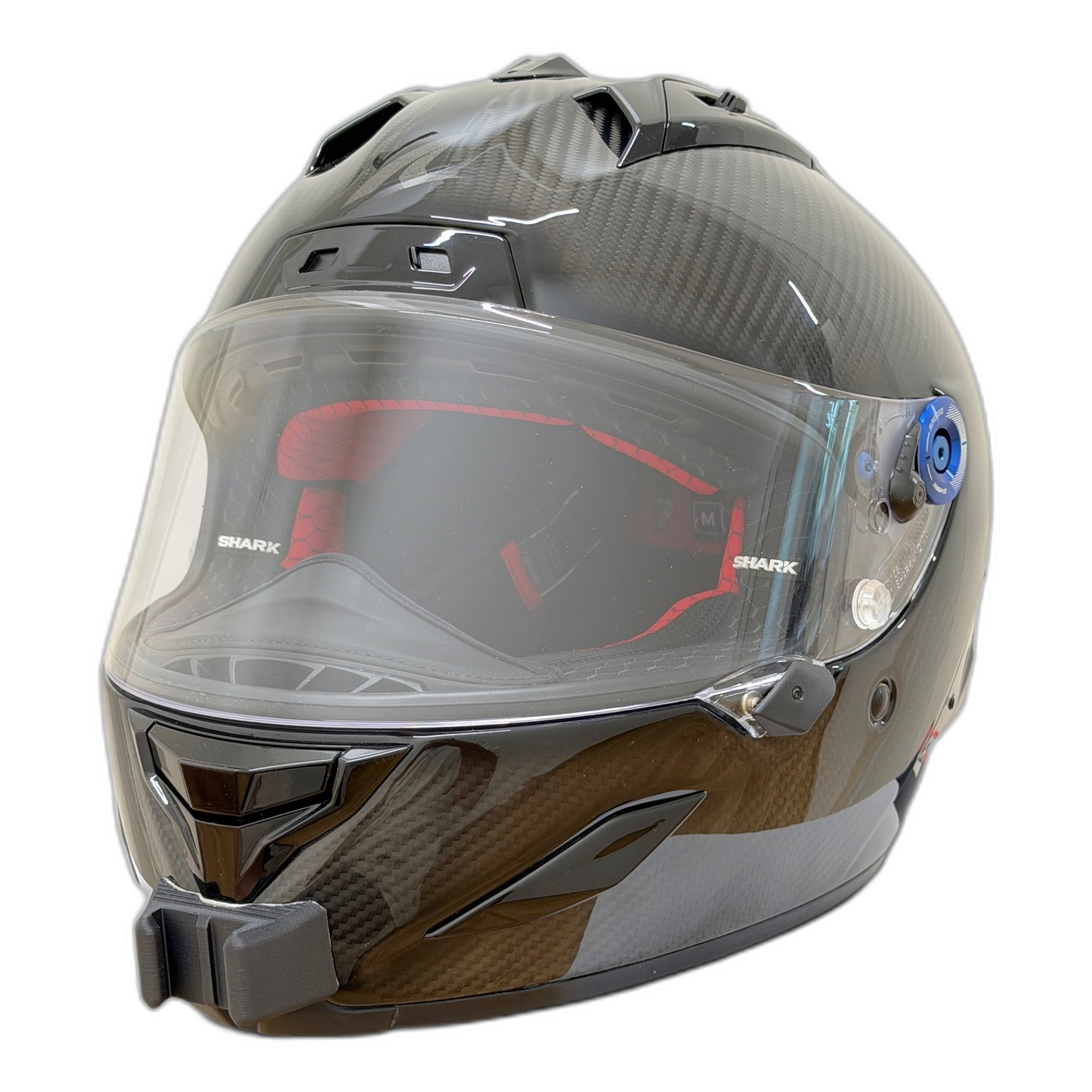 Casco SHARK AERON GP con el soporte de mentonera RiderMounts instalado