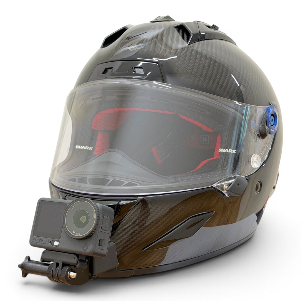 Casco SHARK AERON GP con soporte de mentonera RiderMounts y cámara de acción montada