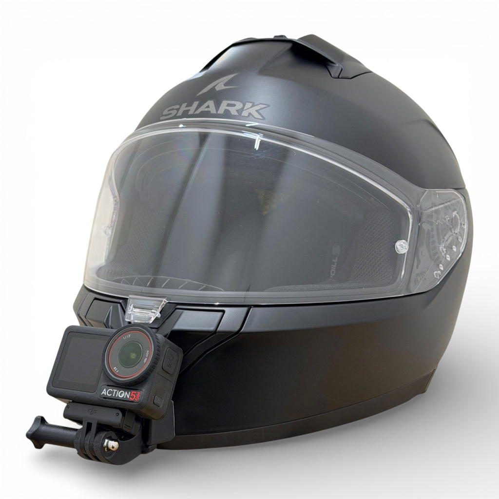 Casco SHARK RIDILL 2 con soporte de mentonera RiderMounts y cámara de acción montada