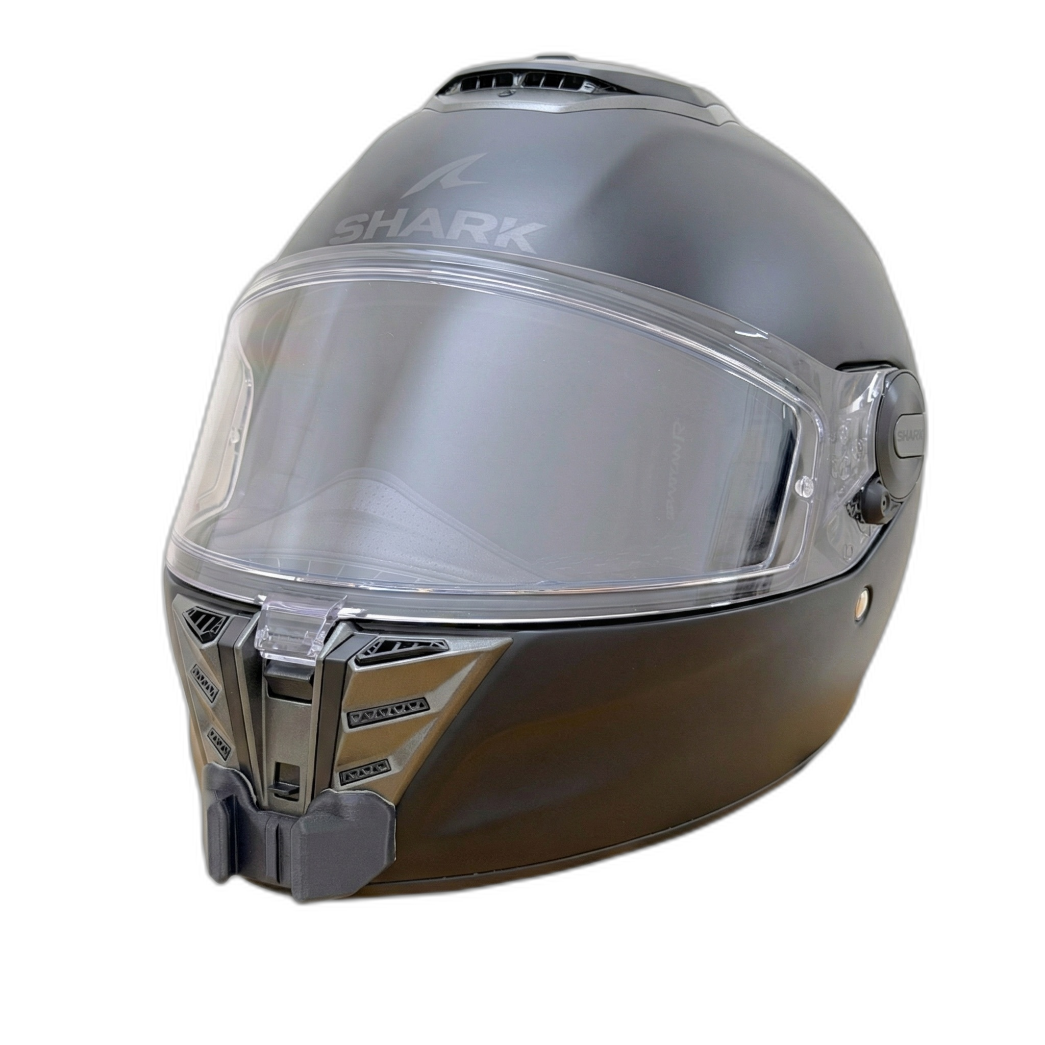 Casco SHARK SPARTAN RS con el soporte de mentonera RiderMounts instalado