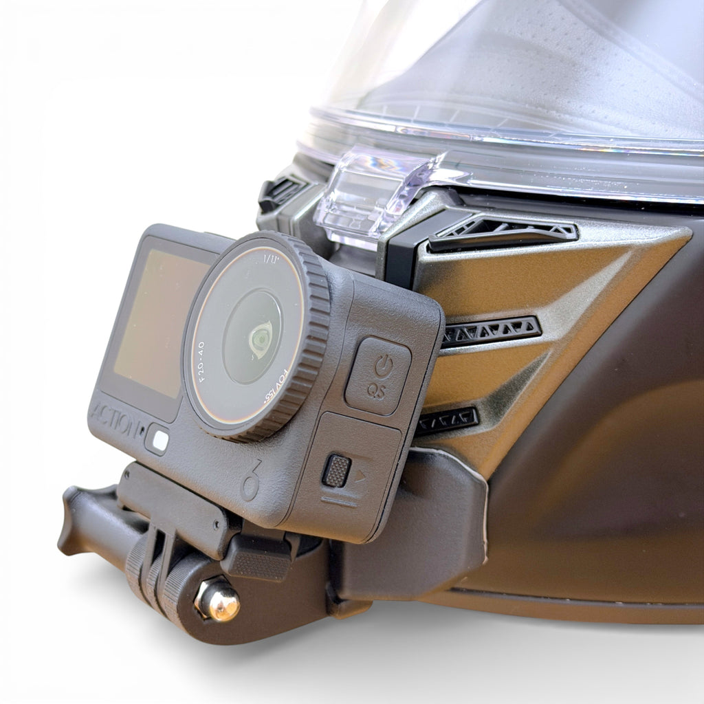 Soporte de mentonera RiderMounts en el casco SHARK SPARTAN RS visto desde otro ángulo
