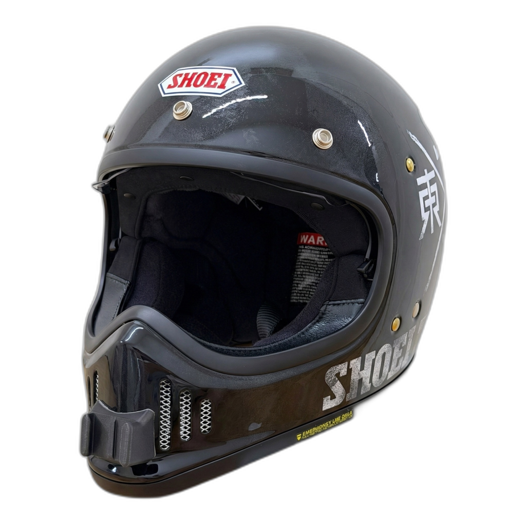 Casco SHOEI EX-ZERO con el soporte de mentonera RiderMounts instalado