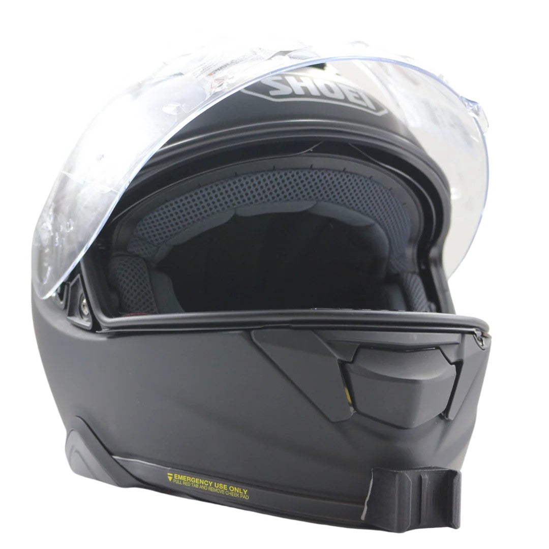 Casco SHOEI GT AIR 2 con el soporte de mentonera RiderMounts instalado