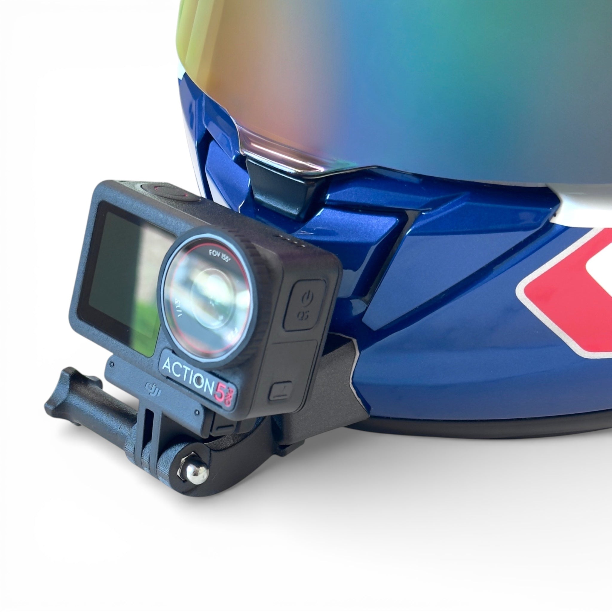 Soporte de mentonera RiderMounts en el casco SHOEI GT AIR 3 visto desde otro ángulo