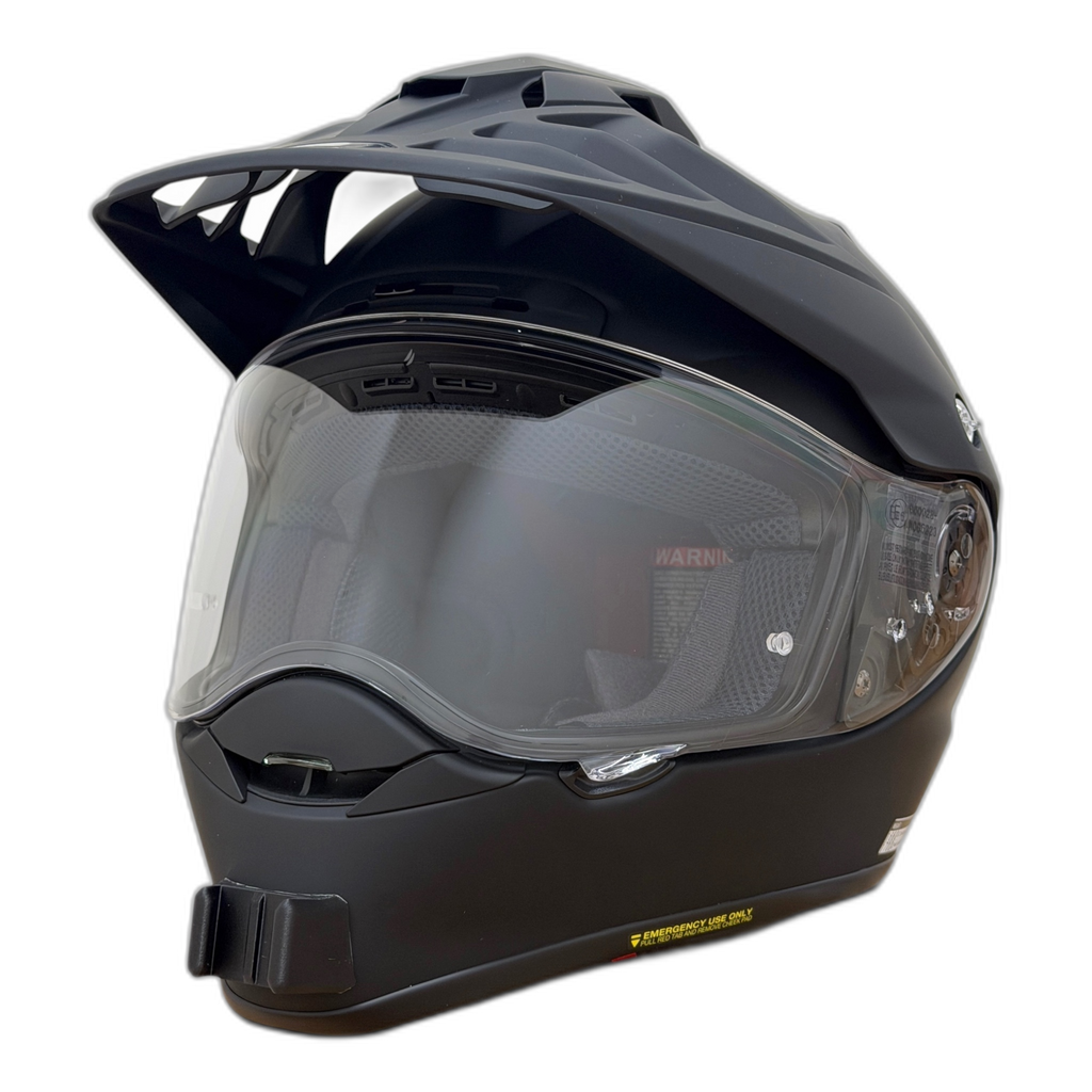 Casco SHOEI HORNET ADV 06 con el soporte de mentonera RiderMounts instalado