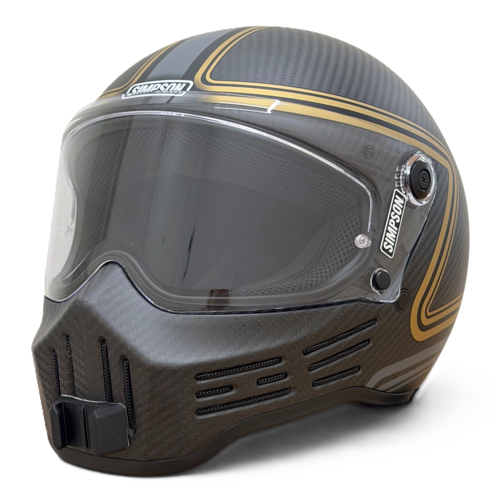 Casco SIMPSON M30 con el soporte de mentonera RiderMounts instalado