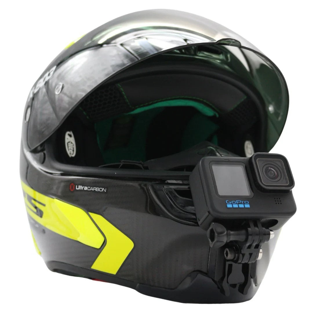 Casco X-LITE X-803 con soporte de mentonera RiderMounts y cámara de acción montada